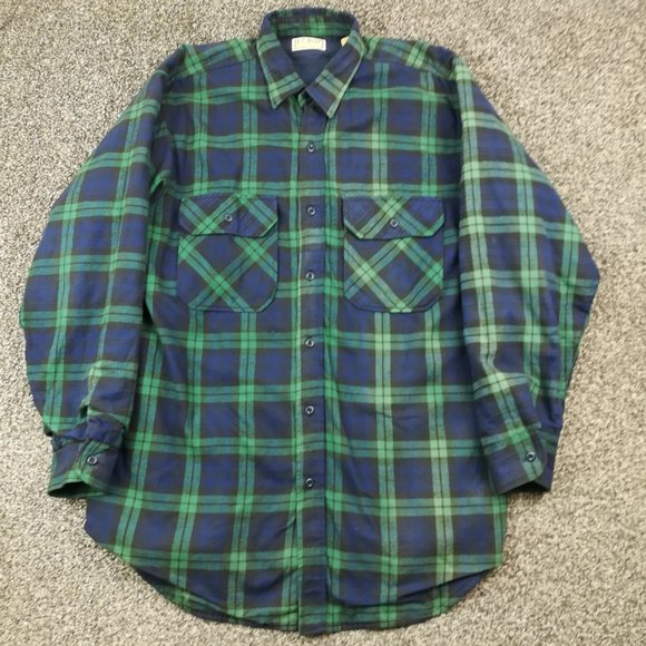 VTG LL Bean Jacket Thinsulate Flannel Quilted Blackwatch Plaid Mens Large Tall - Picture 2 of 9